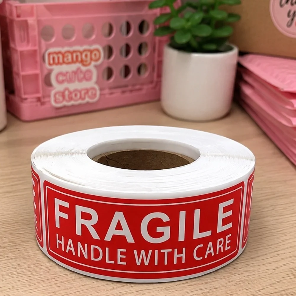 Reserved 💖 300 Fragile Handle With Care Shipping Labels - Red